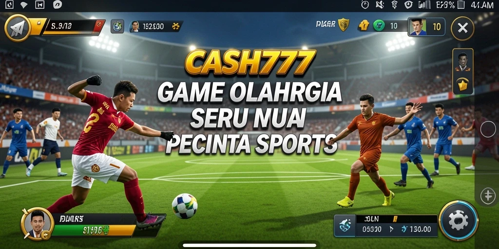 Screenshot utama CASH777 menampilkan aksi seru dalam pertandingan olahraga.