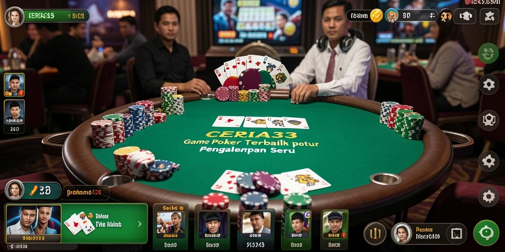 Tampilan screenshot permainan poker yang menarik dan interaktif.