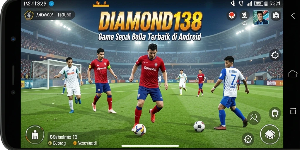 Gambar gameplay DIAMOND138 yang menampilkan aksi sepak bola yang seru.