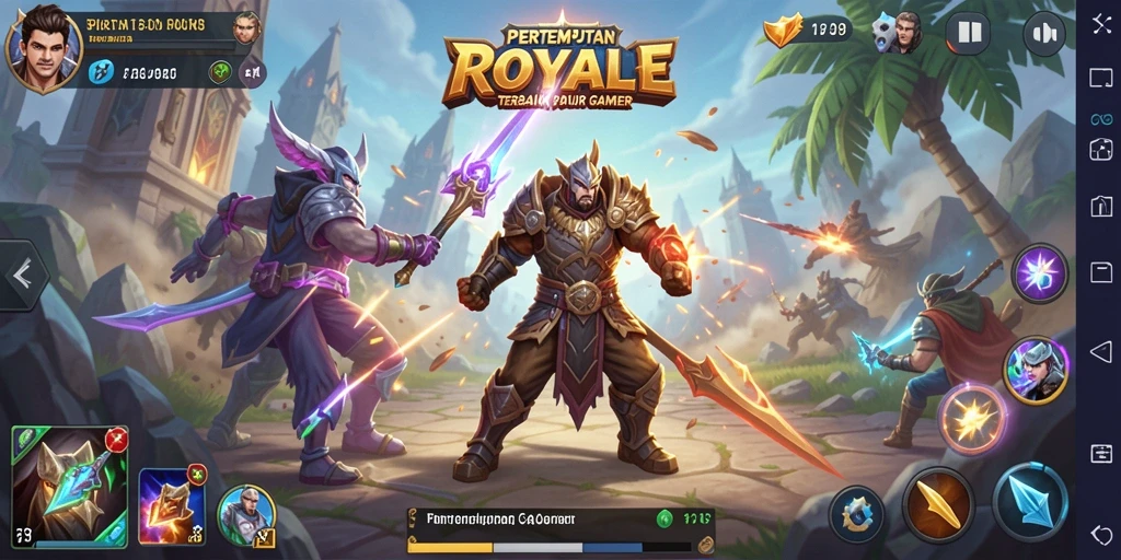 Tampilan utama gameplay FO8 dalam pertempuran intens Battle Royale.