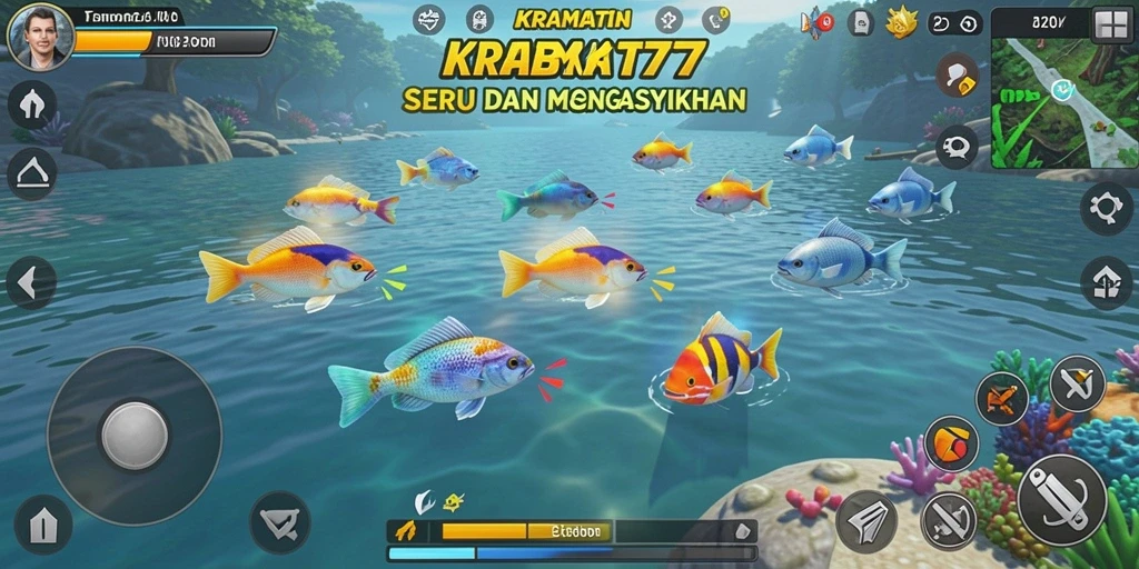 Tampilan gameplay seru KRAMAT77 saat menembak ikan.
