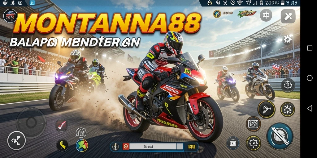 Tampilan gameplay MONTANA88 yang menegangkan di lintasan balap.