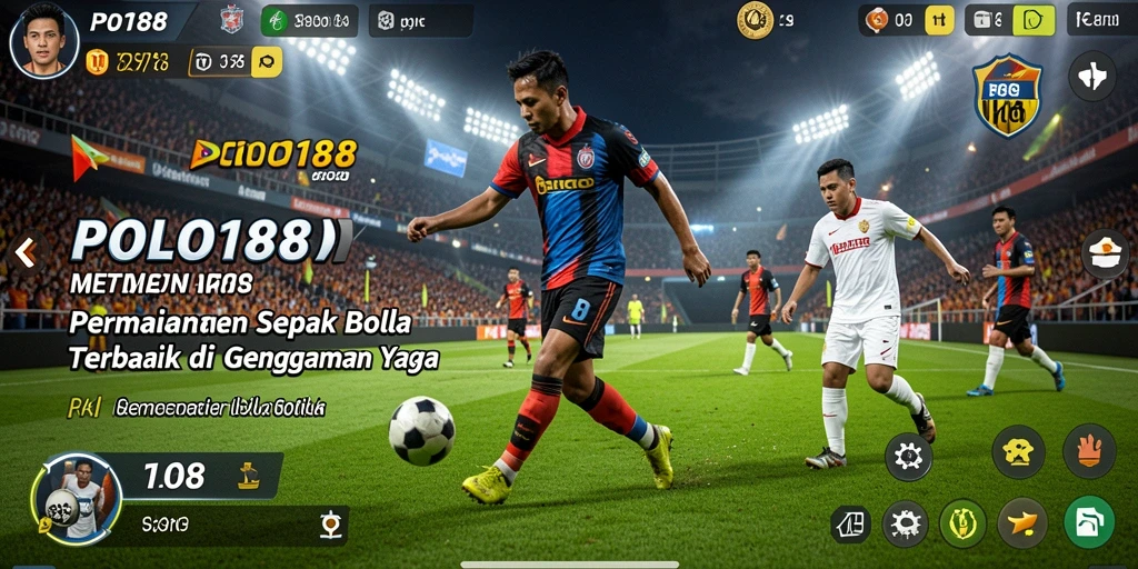 Gameplay mendebarkan dengan aksi bola di lapangan virtual.