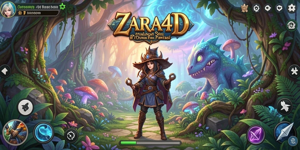Screenshot gameplay ZARA4D menampilkan pemain menjelajahi dunia yang kaya akan petualangan.